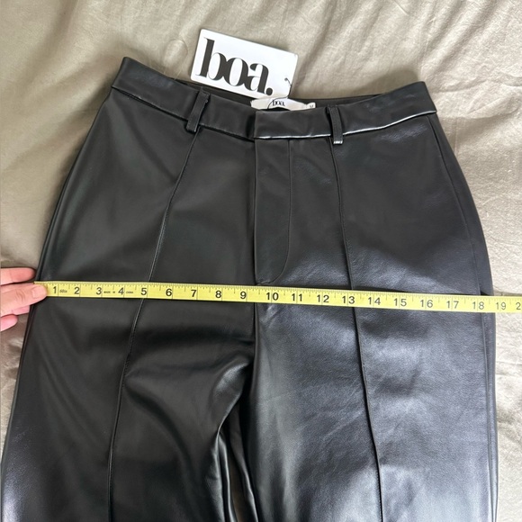 Because of Alice Black Faux Leather Wide-Leg Pants M NWT Viral Y2K Quiet Luxury - Picture 6 of 8